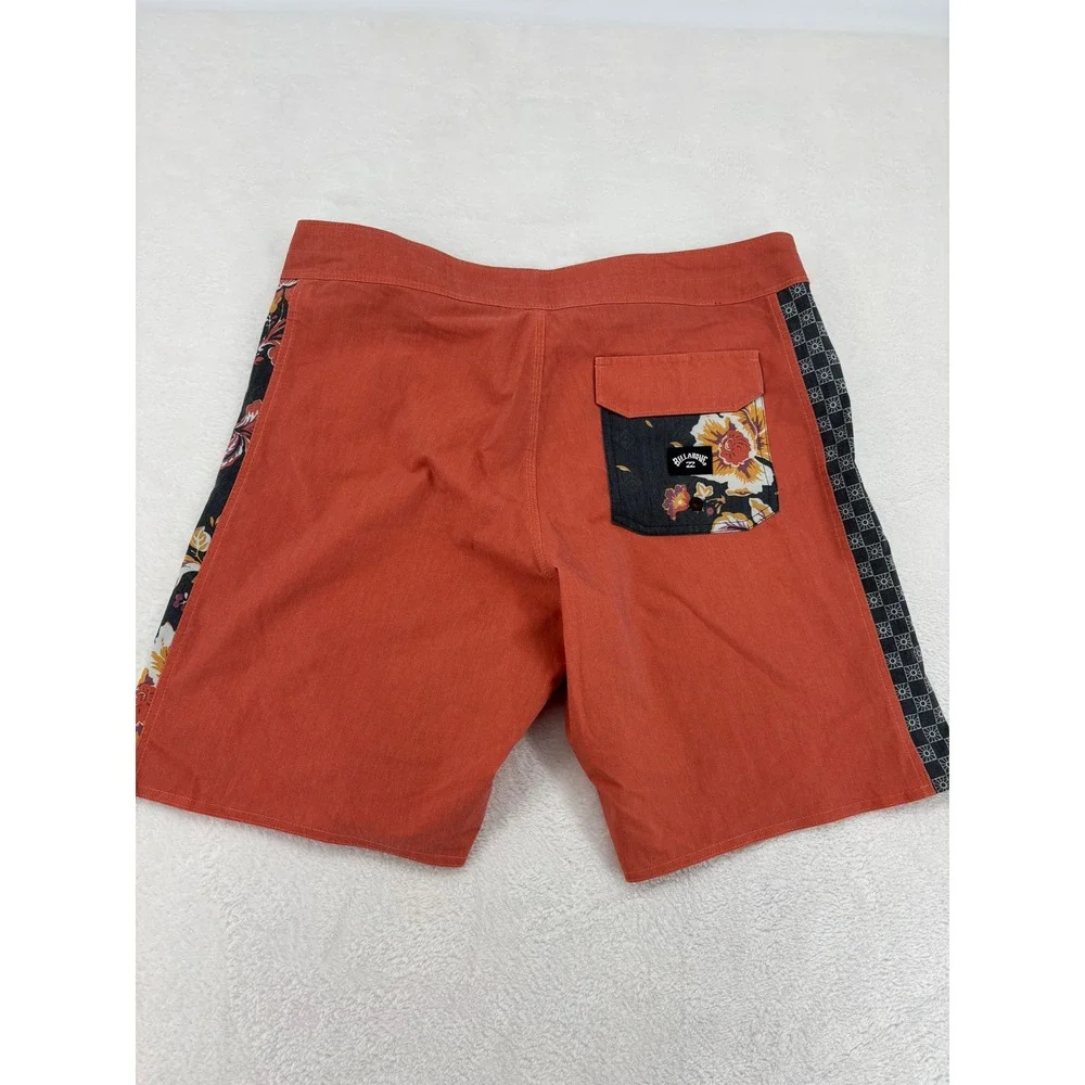 Billabong Recycler Dbah Pro Board Shorts Mens 34 Clay Orange Floral Checkered